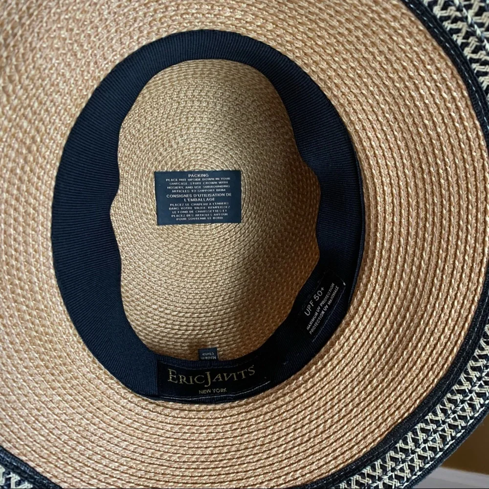 Eric Javits Tan and Black Woven Hat - Picture 2 of 4